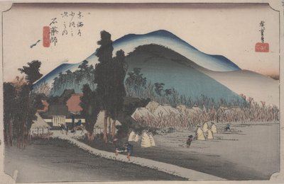 Ishiyakushin temppeli tekijältä Ando or Utagawa Hiroshige