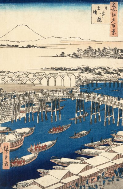 Nihonbashi, Cware Hayashi g Af hand r S w, kirjoittanut Utagawa Hiroshige tekijältä Ando or Utagawa Hiroshige
