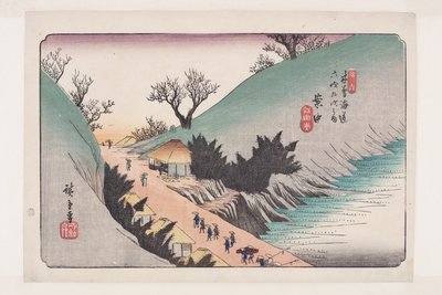 Nro 16, Annaka (värillinen puupalikkaprintti) tekijältä Ando or Utagawa Hiroshige