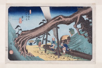 Nro 33, Motoyama (värillinen puupainatus) tekijältä Ando or Utagawa Hiroshige