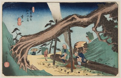Nro 33, Motoyama (värillinen puupainatus) tekijältä Ando or Utagawa Hiroshige