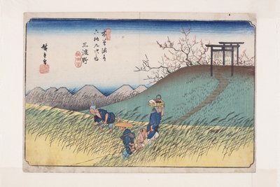 Nro 42, Midono (värillinen puupainatus) tekijältä Ando or Utagawa Hiroshige