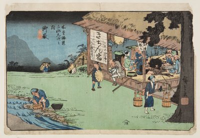 Nro 50, Ontake (värillinen puupainatus) tekijältä Ando or Utagawa Hiroshige