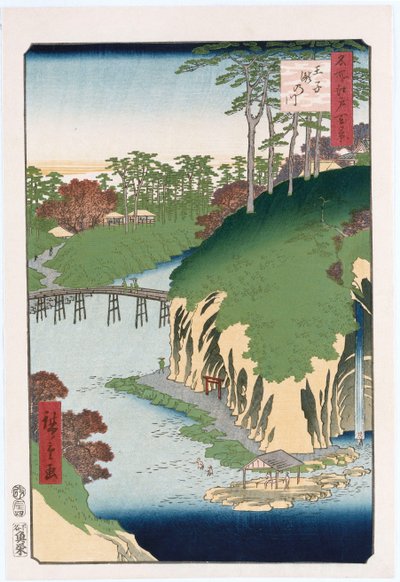 River of Waterfalls, Oji", sarjasta "Sata näkymää kuuluisista paikoista Edossa" tekijältä Ando or Utagawa Hiroshige
