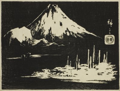 Seikenji Fuji, sarjasta Mirror of Stone Rubbings of the Views of the Province (puukiviprintti; ishizuri-e, harimaze) tekijältä Ando or Utagawa Hiroshige