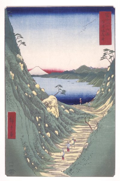 Shiojiri Pass Shinanon maakunnassa (Shinano Shiojirit?ge) (värillinen puupainatus) tekijältä Ando or Utagawa Hiroshige
