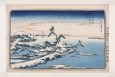 Lunta uudenvuodenpäivänä Susakissa (Susaki yuki no hatsuhi) (värillinen puupainatus) tekijältä Ando or Utagawa Hiroshige