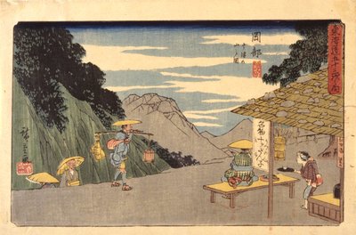 Estação 22, Okabe (impressão em xilogravura colorida) finlandês tekijältä Ando or Utagawa Hiroshige