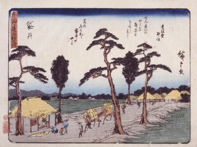 Station 28, Fukuroi (värillinen puupainatus) tekijältä Ando or Utagawa Hiroshige