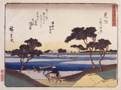 Station 29, Mitsuke (impressão em xilogravura colorida) finlandês tekijältä Ando or Utagawa Hiroshige
