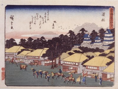 Station 30, Hamamatsu (värillinen puupainatus) tekijältä Ando or Utagawa Hiroshige