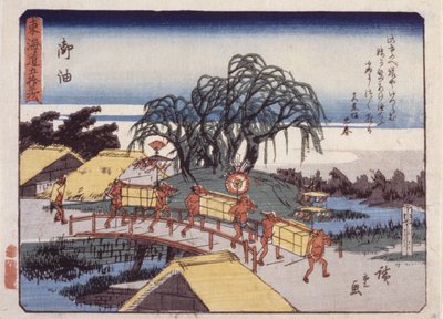 Station 36, Goyu; Kyoka Tokaido -sarja (värillinen puupainatus) tekijältä Ando or Utagawa Hiroshige