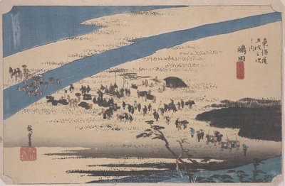 Suruga Bank of the Oi River tekijältä Ando or Utagawa Hiroshige