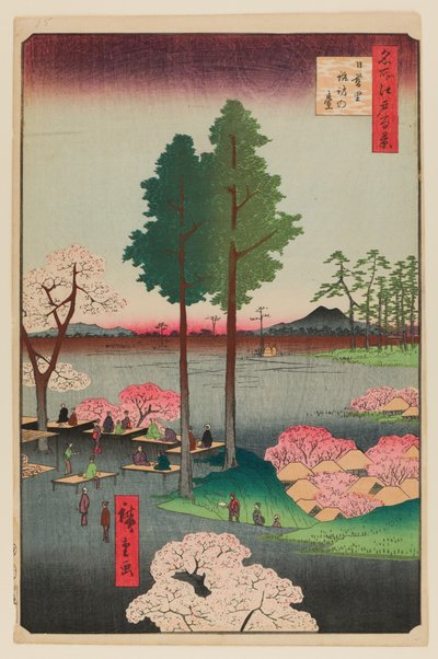 Suwa Bluff, Nippori tekijältä Ando or Utagawa Hiroshige