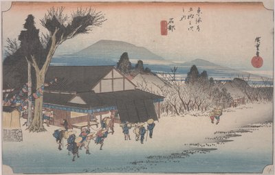 Mekawan kylä tekijältä Ando or Utagawa Hiroshige