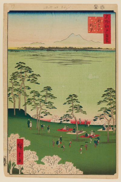 Näkymä pohjoiseen Asukayamasta tekijältä Ando or Utagawa Hiroshige