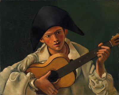 Harlekiini rintakuva kitaran kanssa tekijältä Andre Derain