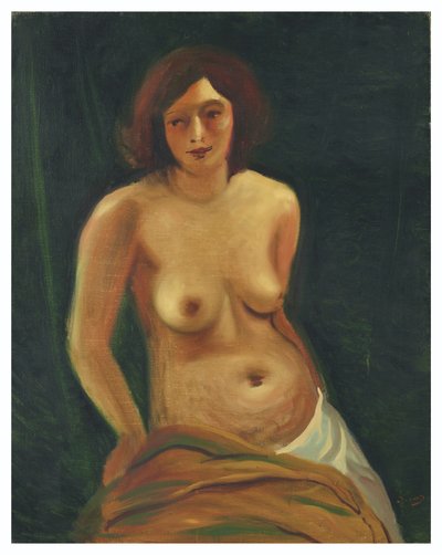 Istuvan, yläosattoman naisen rintakuva tekijältä Andre Derain