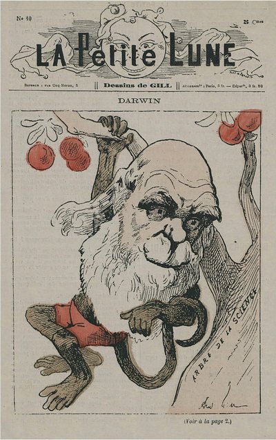Darwin apinana La Petite Lune -elokuvassa tekijältä Andre Gill