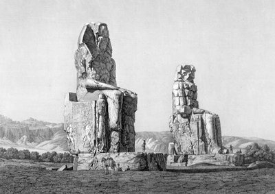 Näkymä kahdesta kolossista Memnoniumissa, Thebes, levy 20 osasta 