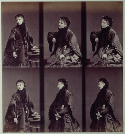 Muotokuva Sarah Bernhardtista (1844-1923) kaupunkiasussa tekijältä Andre Adolphe Eugene Disderi