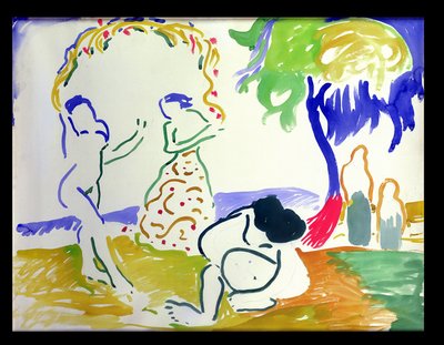 Kylpijöitä, noin 1905 (akvarelli paperille) tekijältä Andre Derain