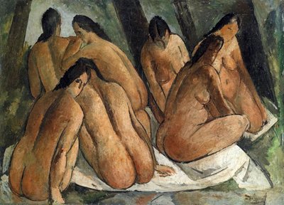 Kylpijöitä, noin 1908-09 (öljy kankaalle) tekijältä Andre Derain