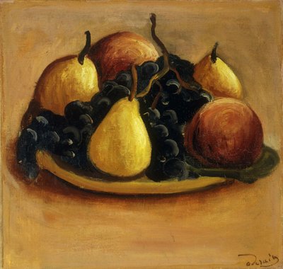 Päärynät, persikat ja viinirypäleet; Poires, Peches et Raisins (Päärynät, persikat ja rusinat). tekijältä Andre Derain