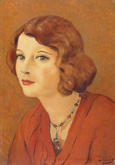 Muotokuva Madame van Leeristä, noin 1929 (öljy paneelille). tekijältä Andre Derain