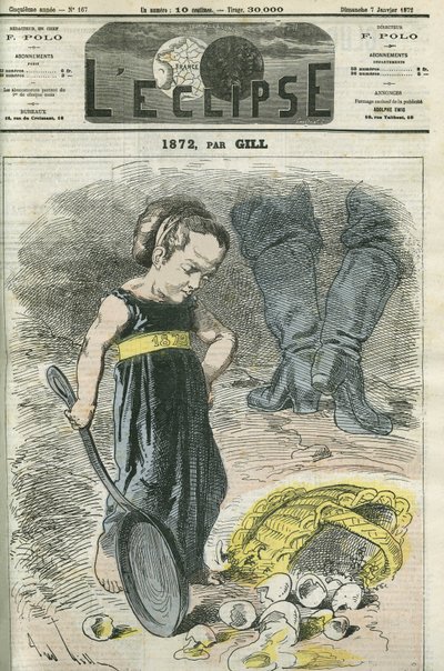 1872, pieni tyttö katsoo halkeamiaan. Kansi "" L
