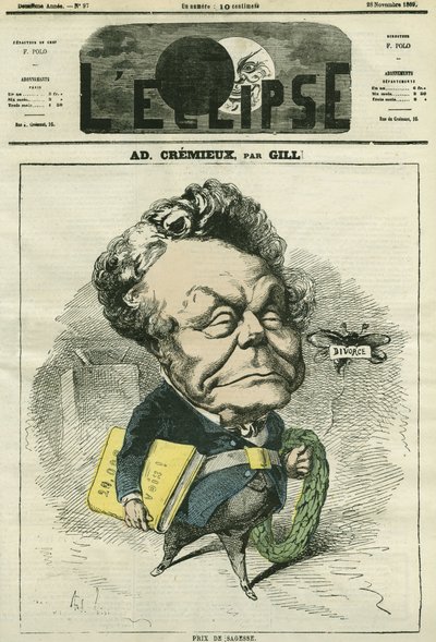 Adolphe Cremieux (1796-1880), lakimies, poliitikko ja Israelin Universal Alliancen presidentti. Kansi "" L