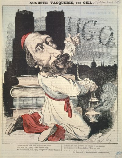 Auguste Vacquerie (1819-95) LEclipsen kannesta, kaiverrus Yves & Barret, 3. marraskuuta 1872 tekijältä Andre Gill