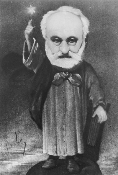 Karikatyyri Victor Hugosta (1802-85) taikurina tekijältä Andre Gill
