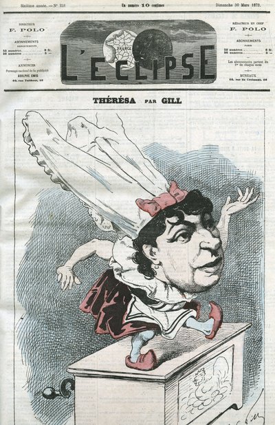 Emma Valendonin sarjakuva Theresa (1837-1913), ranskalainen suosittu laulaja. Kansi "" L