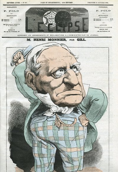 Sarjakuva Henri Monnier (1799-1877), ranskalainen näytelmäkirjailija, sarjakuvapiirtäjä, näyttelijä. Kansi "" L