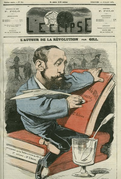 Sarjakuva Jules Claretie (1840-1913), ranskalainen kirjailija, näytelmäkirjailija ja kriitikko. Kansi "" L