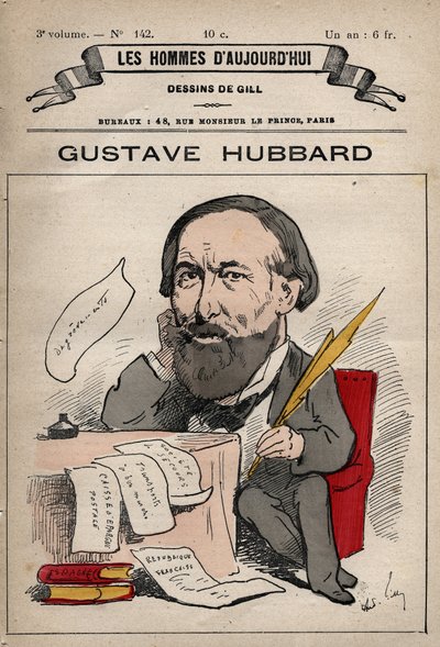 Sarjakuva Nicolas Gustave Hubbardista (1828-1888), englantilainen poliittinen taloustieteilijä Les Hommes d