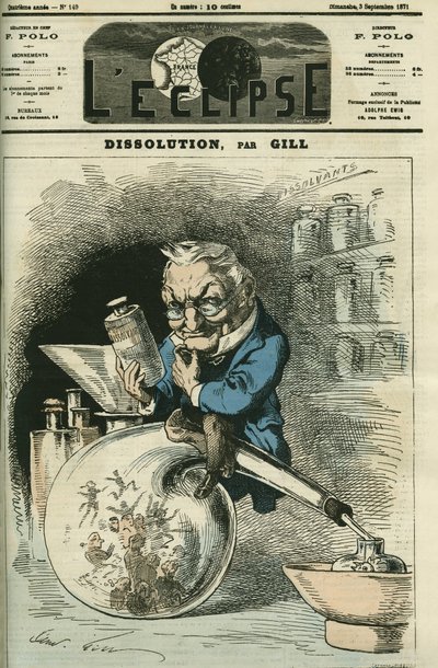 Dissolution, Adolphe Thiers (1797-1877), historioitsija ja tasavallan presidentti. Kansi "" L