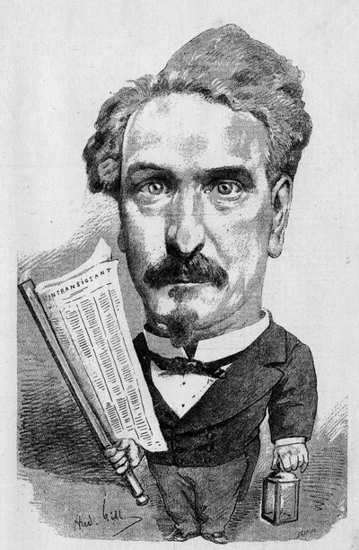 Andre Gillin piirros, joka edustaa ranskalaista toimittajaa ja poliitikkoa Henri Rochefortia (1831-1913), teoksessa "The Illustrous World" tekijältä Andre Gill