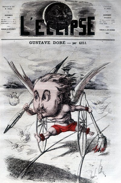 Gustave Doré. Ranskalainen piirtäjä ja taidemaalari (1832-1883). Sarjakuva DeGill. Pimennys. tekijältä Andre Gill