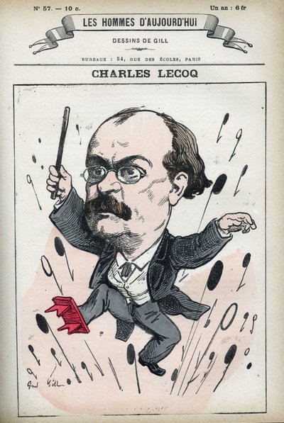 Ranskalaisen säveltäjän Alexandre Charles Lecocqin (1832-1918) muotokuva. Karikatyyri Gill, Paris. tekijältä Andre Gill