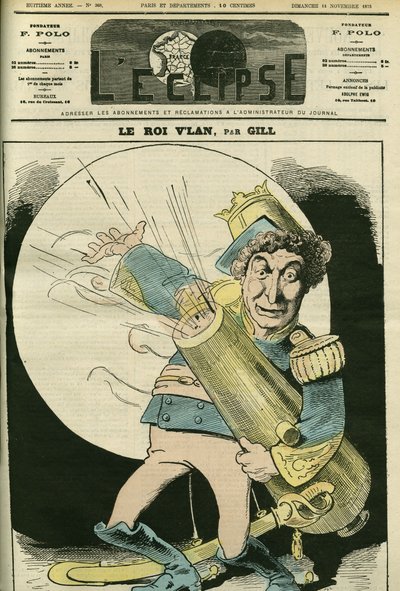 Muotokuva ranskalaisesta laulajasta Christianista (1821-1889) kuningas Vlanin roolissa Jacques Offenbachin näytelmässä "Le voyage dans la lune". Kansi "" L
