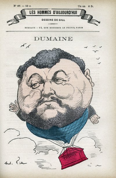 Dumainen, 1800-luvun ranskalaisen taiteilijan muotokuva. Karikatyyri Gill, Paris. tekijältä Andre Gill
