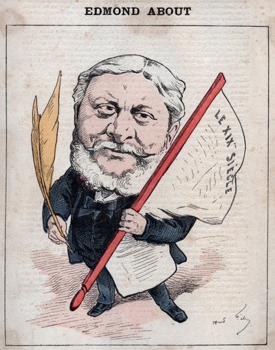 Edmond Francois Valentinin muotokuva Ranskalaisesta kirjailijasta, toimittajasta ja taidekriitikkosta (1828-1885) Andre Gillin karikatyyri "Les Hommes d