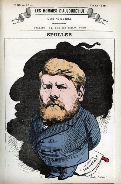 Eugene Spuller (1835-1896), ranskalaisen poliitikon ja lakimiehen muotokuva. Gillin sarjakuva elokuvassa "Les Homme d