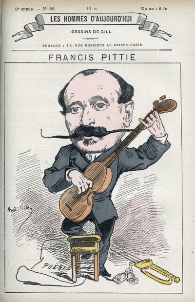 Ranskalaisen runoilijan Francis Pittien muotokuva. Karikatyyri Gill, Paris. tekijältä Andre Gill