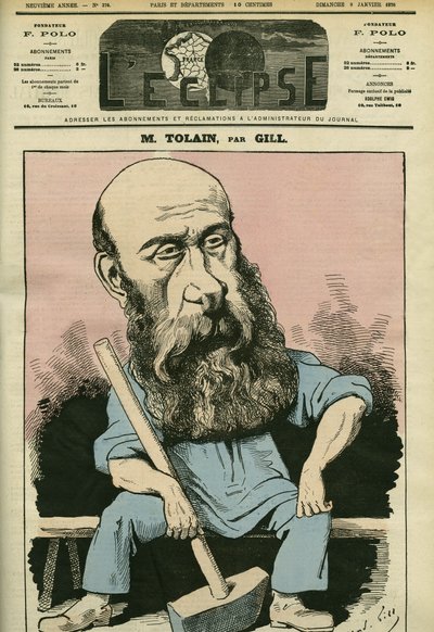 Muotokuva Henri Louis Tolainista (1828-1897), ranskalaisesta kaivertajasta ja poliitikosta. Kansi "" L