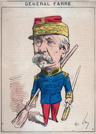 Muotokuva Jean Joseph Frederic Albert Farresta (1816-1887), ranskalainen sotilas, hänet nimitettiin kenraaliksi vuonna 1870 ja sotaministeriksi - Andre Gillin sarjakuva "Les Hommes d