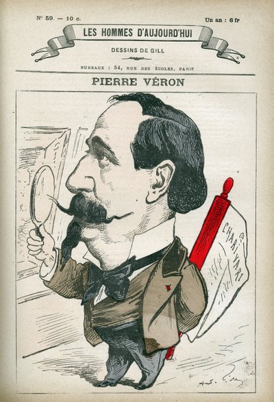 Pierre Veronin (1831-1900), ranskalaisen kirjailijan ja runoilijan muotokuva. Karikatyyri Gill, Paris. tekijältä Andre Gill
