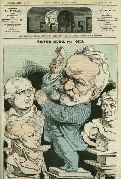 Muotokuva Victor Hugosta (1802-1885), ranskalaisesta kirjailijasta ja poliitikosta. Kansi "" L